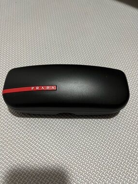Prada Black Eyewear Case with Red Logo Stripe